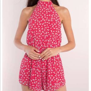 RAQUEL RED MULTI FLORAL PRINT ROMPER